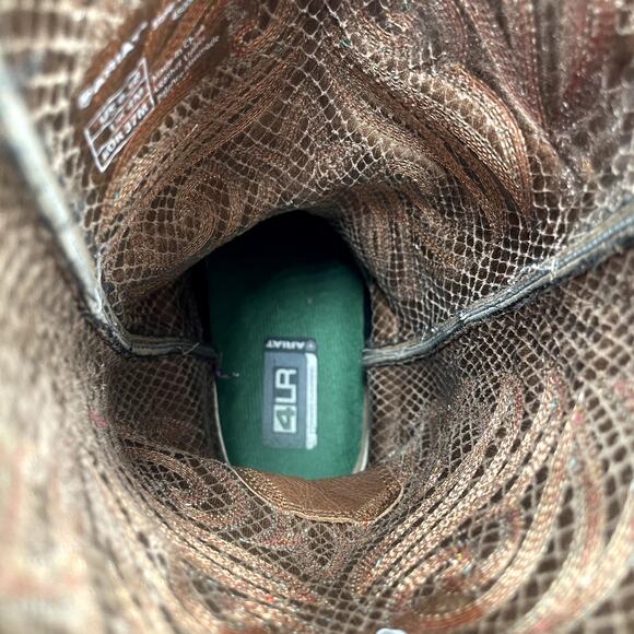 Ariat Distressed Embroidered Brown Leather Boots 6.5 B Heels Multicolored - Picture 11 of 12